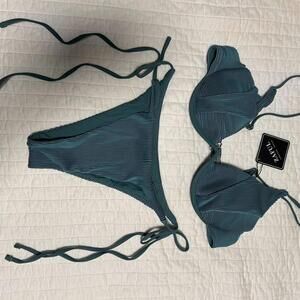 Zaful Ribbed Teal Bikini